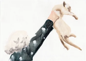 Ils ont repris le chaton..., 2016 (huile sur papier)