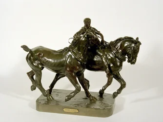 Paire de chevaux de trait (bronze)