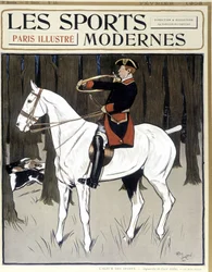 Chasse (un homme à cheval encourageant des chiens) Couverture de Modern Sports 02/1906