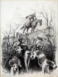 Scène de chasse en Angleterre : Chiens
