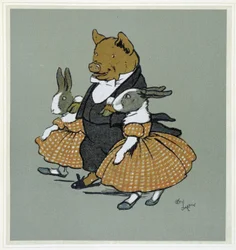 Un pichon avec deux rabins - dans « Merry Party », ill. par Cécil Aldin, éd. Hodder & Stoughton, Londres