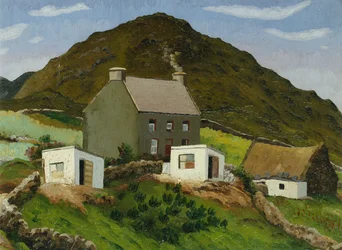 Maison sur une colline galloise, vers 1935 (huile sur toile)