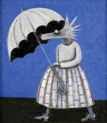 Le parapluie (huile sur carton)