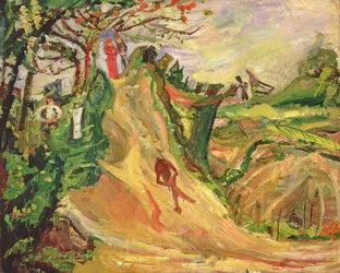 Colline avec un homme sur la route