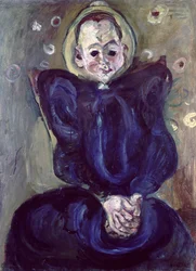 Femme en robe bleue