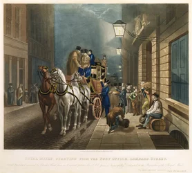 Départ des courriers royaux de la poste, rue Lombard
