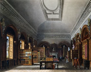 Bibliothèque de la reine, gravure de Richard Reeve d