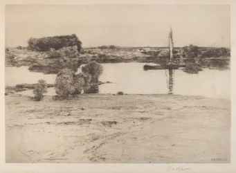 Sans titre (Scène fluviale avec bateau)