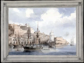 Vue de Malte (le grand port de la Valette avec le fort Sant Angelo)