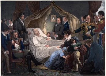 Mort de Napoléon - Steuben, Charles de (1788-1856) - 1825 - lithographie, aquarelle - 52,4x71,8 - collection privée