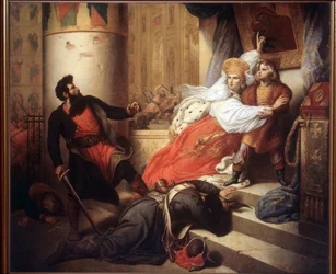 La mère secourant Pierre I de Russie, enfant, pendant le soulèvement de Streltsy en 1682