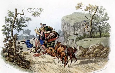 "Les Accidents arrivent même aux Meilleures Voitures!", gravée par R.G. Reeve, publiée par Thomas McLean