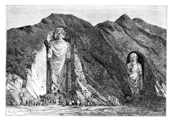 Idoles colossales, vallée supérieure de Bamlan, Afghanistan, 1895