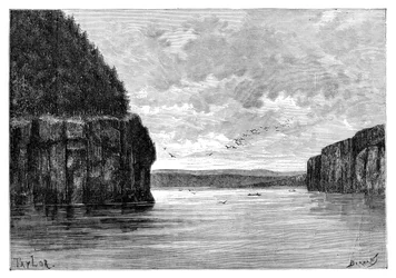 La rivière Angara, en dessous des rapides de Padunskiy, Sibérie, Russie, 1895