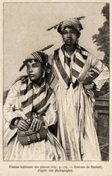 Femmes vivant dans des placers, gisements minéraux. Gravure par Barbant pour illustrer l