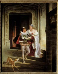 La Marquise de Noirmoutiers, Charlotte de Beaune Semblancay (1551-1617) cherchant à détourner Henri Ier de Lorraine, duc de Guise dit le Balafré (1550-1588) d