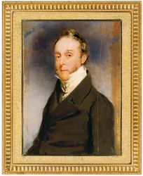 George Hay Hawkins Pennant en manteau brun, gilet blanc et chemise blanche à col haut, Camden Town, Londres, 1864