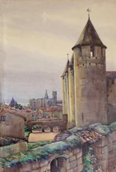 Intérieur de la ville de Carcassonne, vers 1904