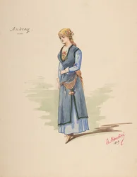 Design de Costume pour Andrey [a], Feuille Descriptive des Accessoires [b], 1889