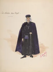 Costume pour Sir Olivier McText, feuille descriptive des accessoires