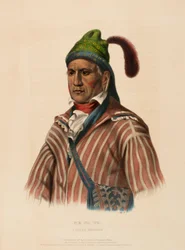 ME-NA-WA. A CREEK WARRIOR, extrait de History of the Indian Tribes of North America (Histoire des tribus indiennes d