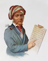 Se-quo-yah ou George Guess, 1828, illustration de 