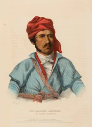 TIMPOOCHEE BARNARD. AN UCHEE WARRIOR, extrait de History of the Indian Tribes of North America (Histoire des tribus indiennes d