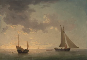 Un lougre et une barque par vents légers