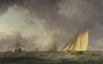 Cutter serré au vent dans une brise fraîche, avec d