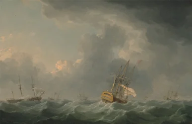 Navires anglais courant avant un coup de vent