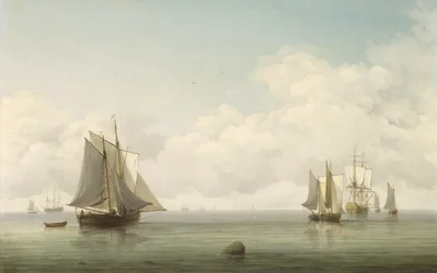 Bateaux de pêche en mer calme, vers 1745-59
