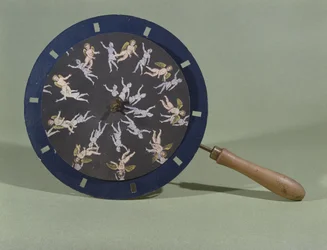 Le Phénakistiscope avec une carte de conception de chérubin, 1835
