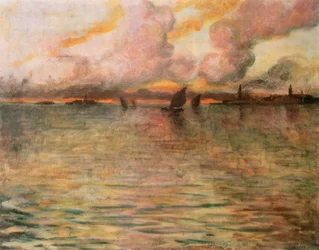 Paysage marin avec vue lointaine de Venise