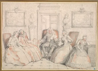 Trissotin lisant à Philaminte, Bélise et Armande..., probablement vers 1725-1726