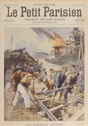 La révolte des Boxers (1900-01), les Boxers sabotent le chemin de fer, juin 1900 (impression)