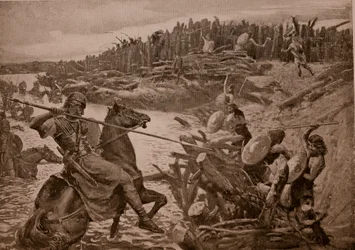 César traverse la Tamise, illustration tirée de «L