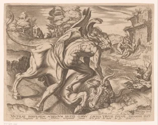 Hercules bedwingt de stier van Kreta