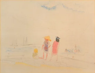 Deux Femmes et Enfant sur la Plage