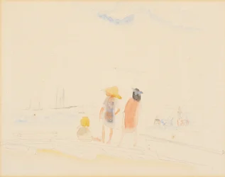 Deux femmes et un enfant sur la plage