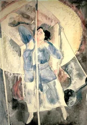 Femme avec sac de frappe