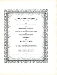 Caractères décoratifs avec double cadre ornemental (imprimé)