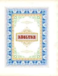 Cadre ornemental polychrome avec écusson de titre (estampe)