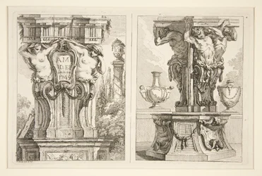 Deux dessins pour des chapiteaux décoratifs