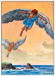 "Le garçon après son père" (lithographie couleur)