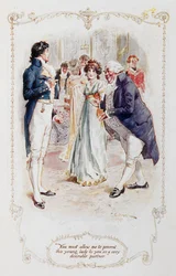 Monsieur Darcy, vous devez me permettre de vous présenter cette jeune fille comme une partenaire très désirable (Elizabeth Bennet), illustration de 