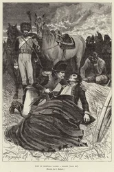 Mort du maréchal Lannes à Essling ; Napoléon et le maréchal Lannes mourant à la bataille d