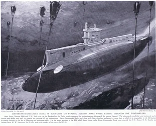Lieutenant Commander Boyle récompensé par la VC pour avoir évité les mines turques dans son sous-marin en traversant les Dardanelles 1915