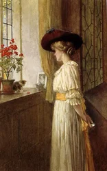 Mme C A Smith, chaton et géranium