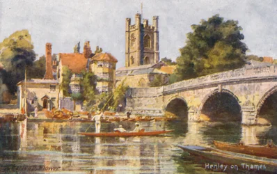 Rivière Thames : Henley on Thames (lithographie en couleur)