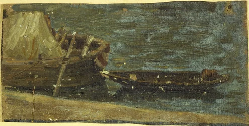 Bateaux amarrés, vers 1870